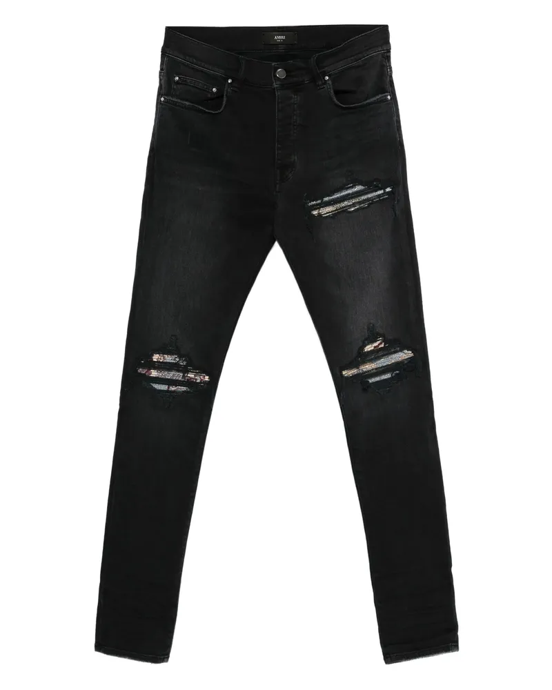 Amiri Patchwork-distressed Cotton Jeans Black