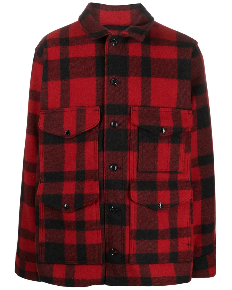 Filson Mackinaw Plaid Wool Shirt Jacket Red