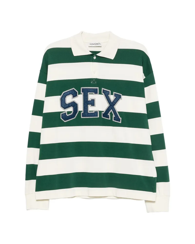 Carne Bollente Striped-pattern Polo Shirt Green