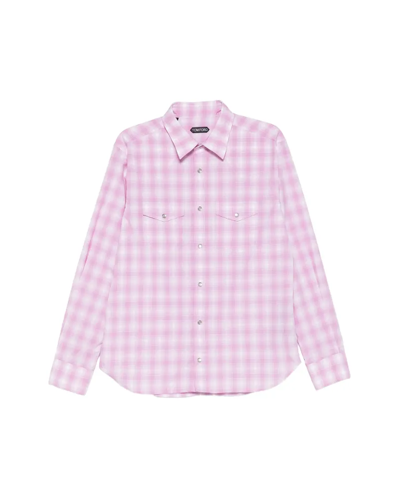 Tom Ford Check-pattern Chest-pocket Shirt Pink