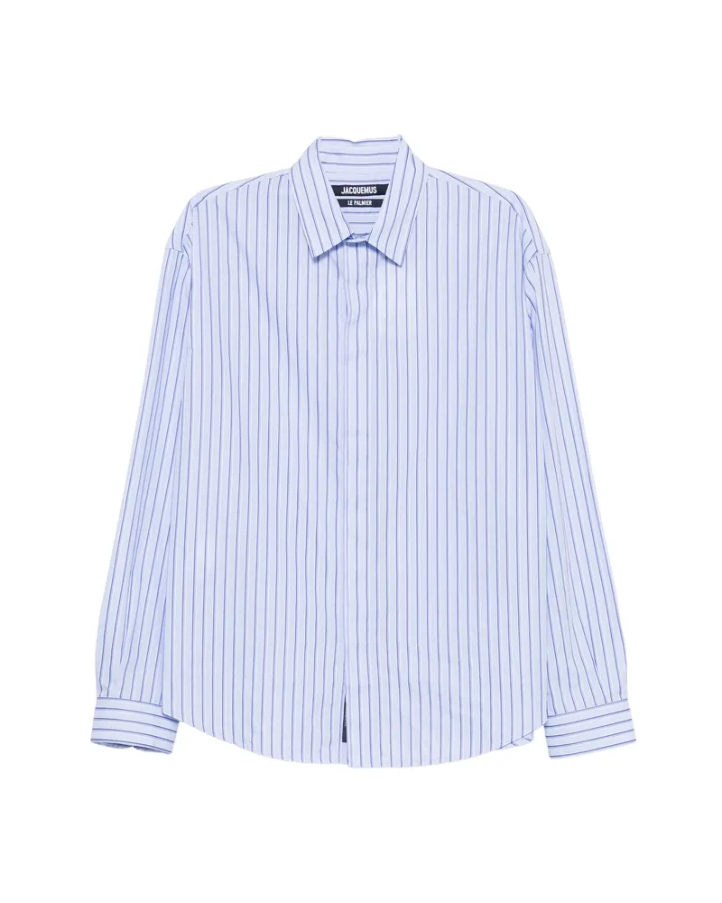 Jacquemus Dog-print Striped Shirt Blue