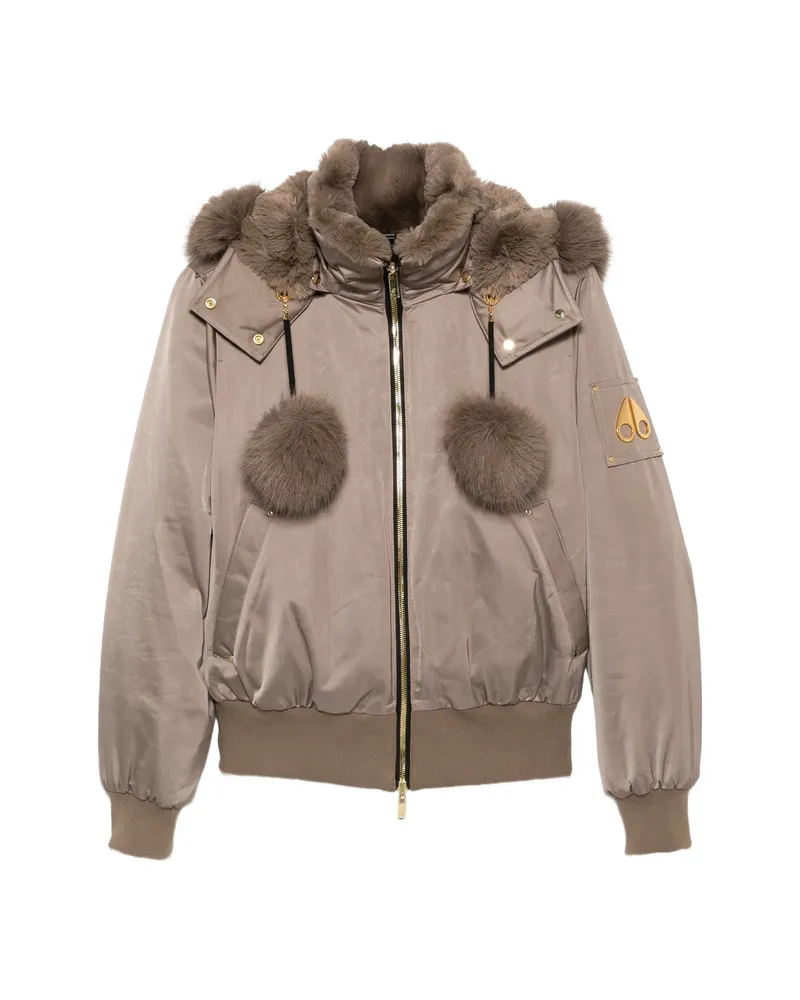 Moose Knuckles Zip-fastening Hooded Bomber Jacket Neutrals
