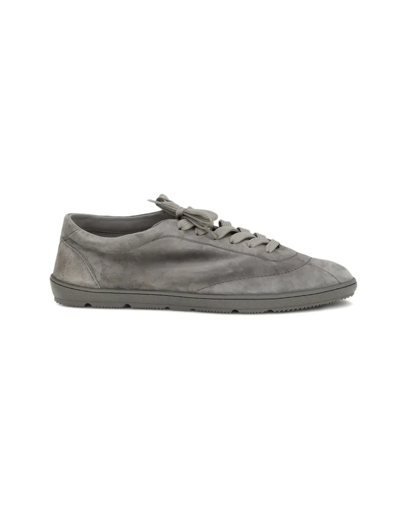 Brunello Cucinelli Laced Leather Sneakers Grey