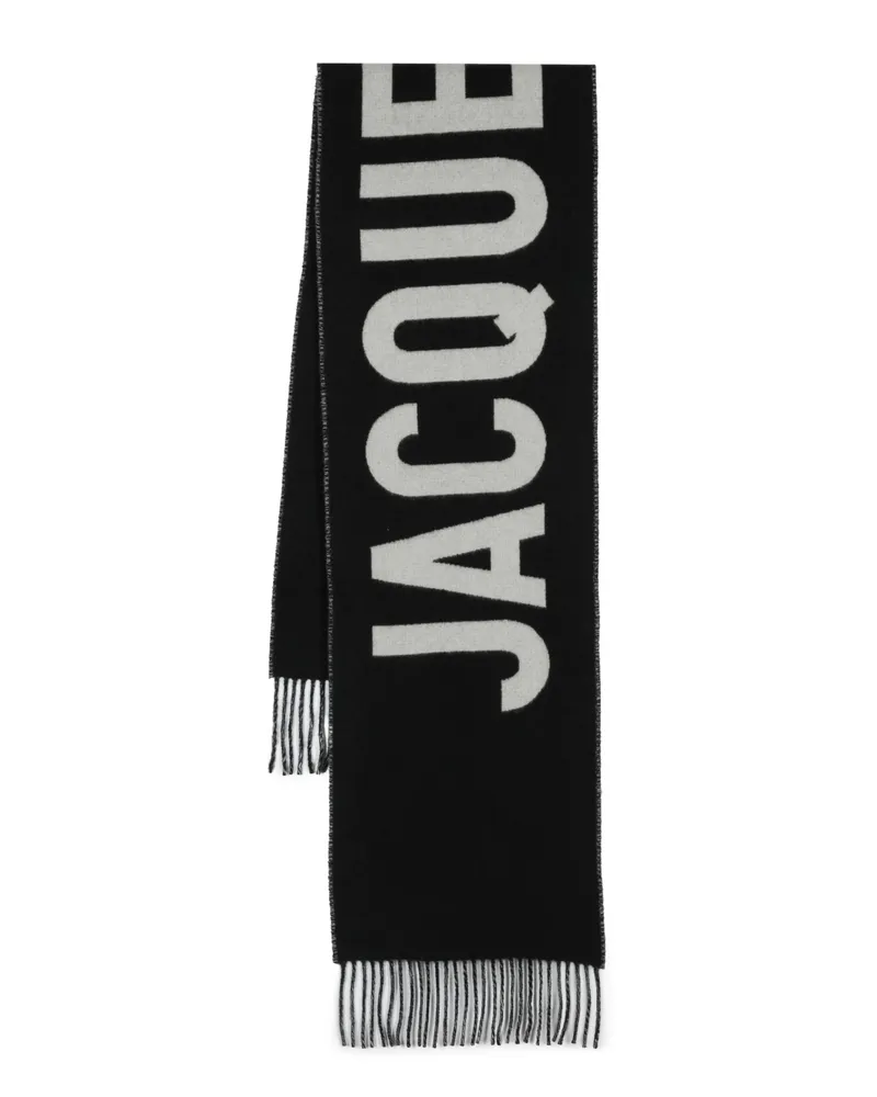 Jacquemus Fringe Logo Scarf Black