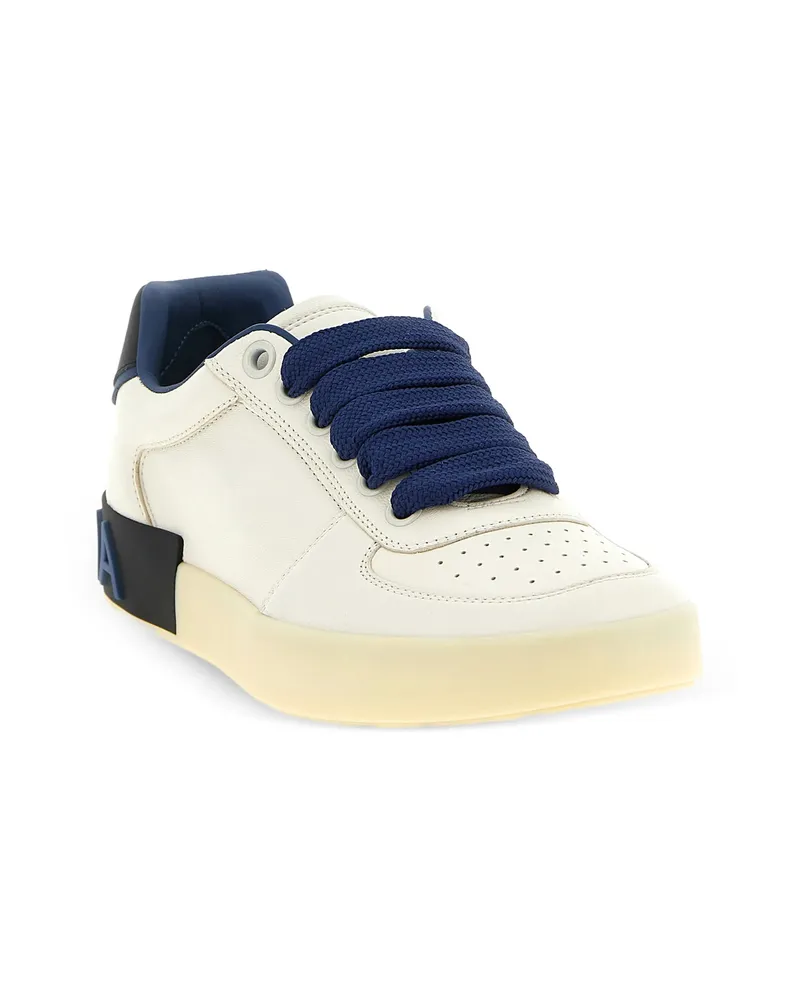 Dolce & Gabbana Portofino Leather Sneakers Neutrals