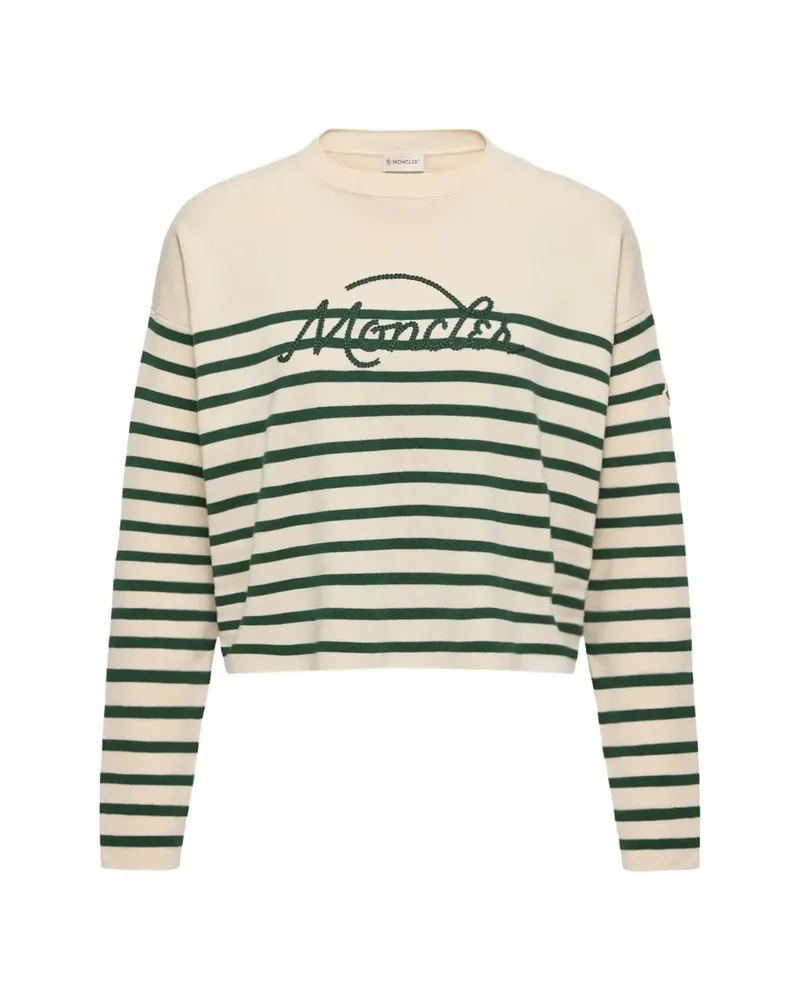 Moncler Striped Wool Sweater Neutrals