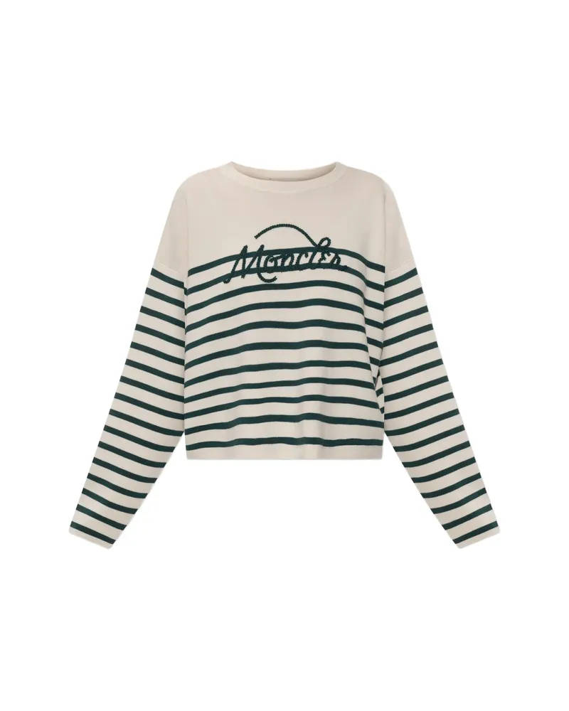 Moncler Logo-embroidered Striped Sweater Neutrals