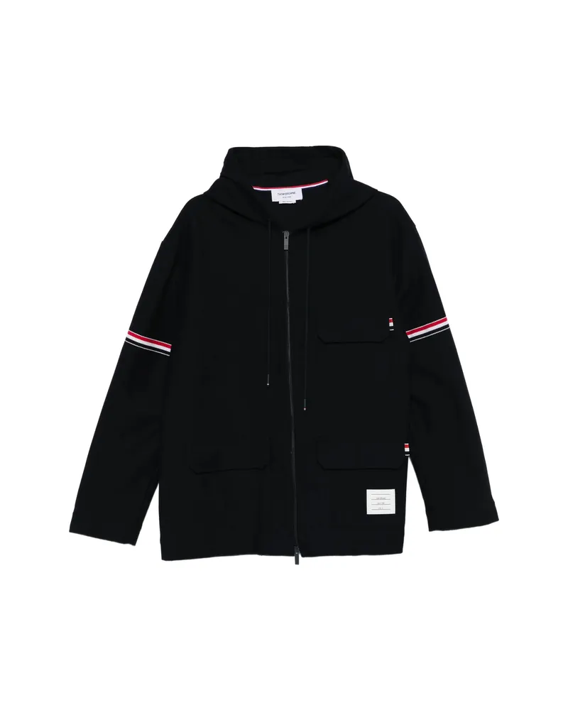 Thom Browne Stripe-detail Hooded Jacket Blue