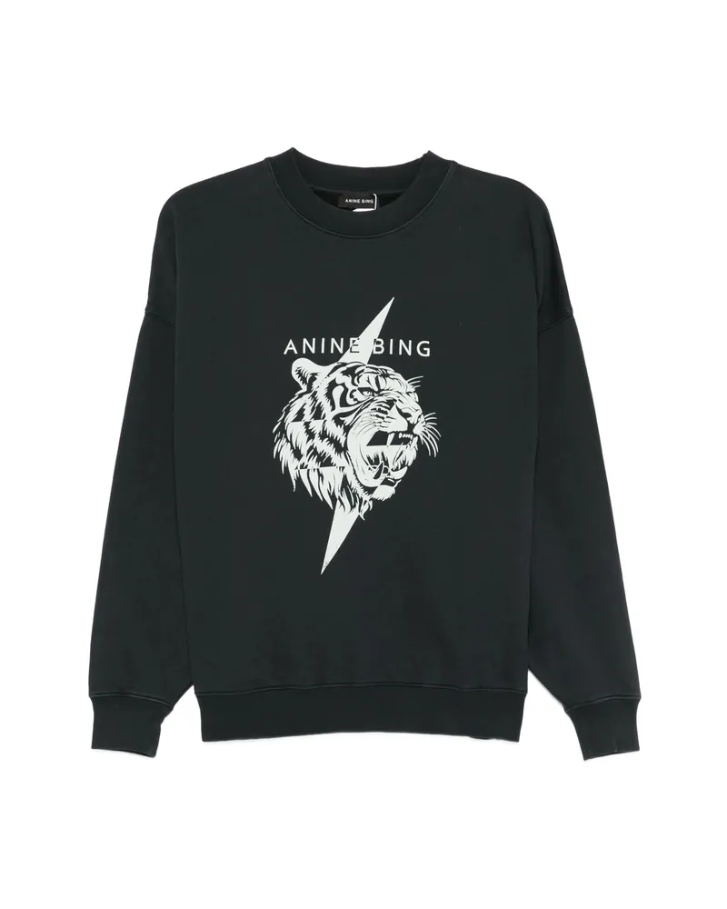 Anine Bing Miles Tiger-print Sweatshirt Black