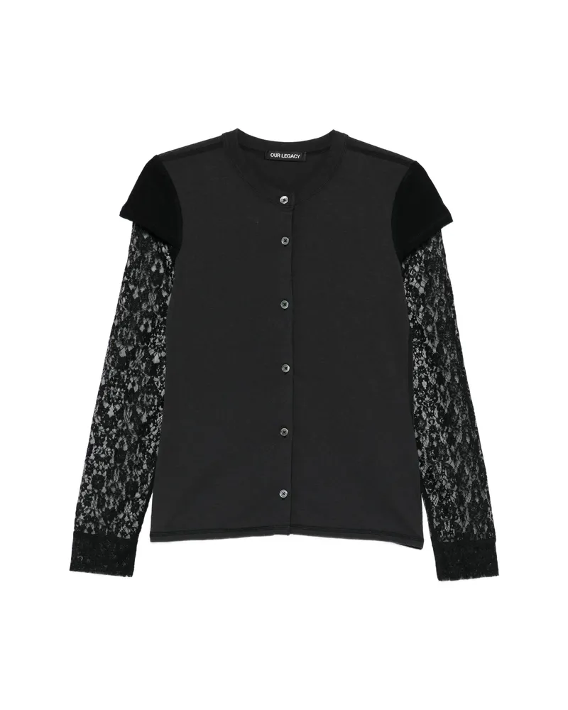 Our Legacy Heat Lace-appliqué Cardigan Black