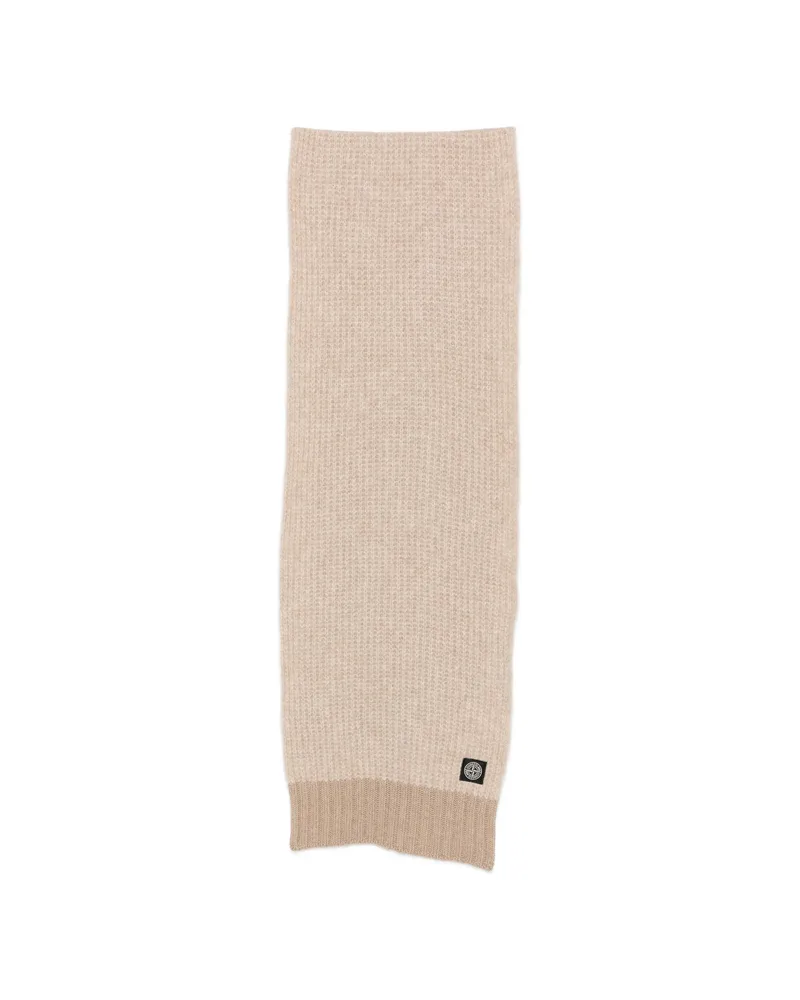 Stone Island Logo-patch Waffle-knit Scarf Neutrals