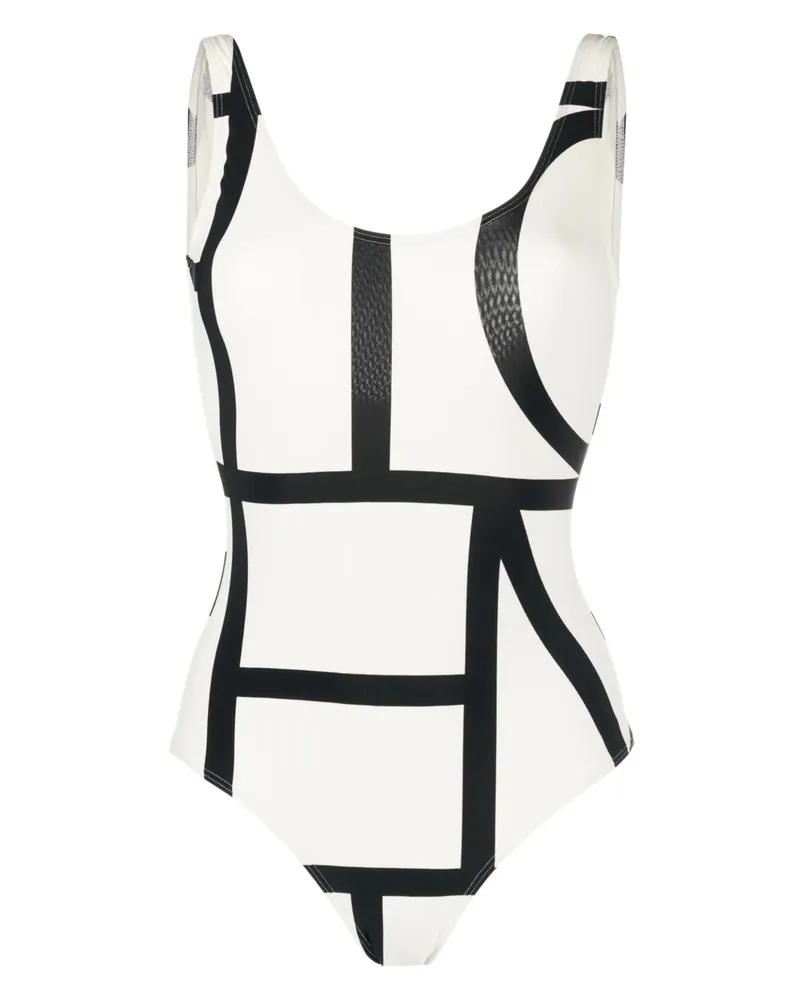 Totême Monogram-print Swimsuit White