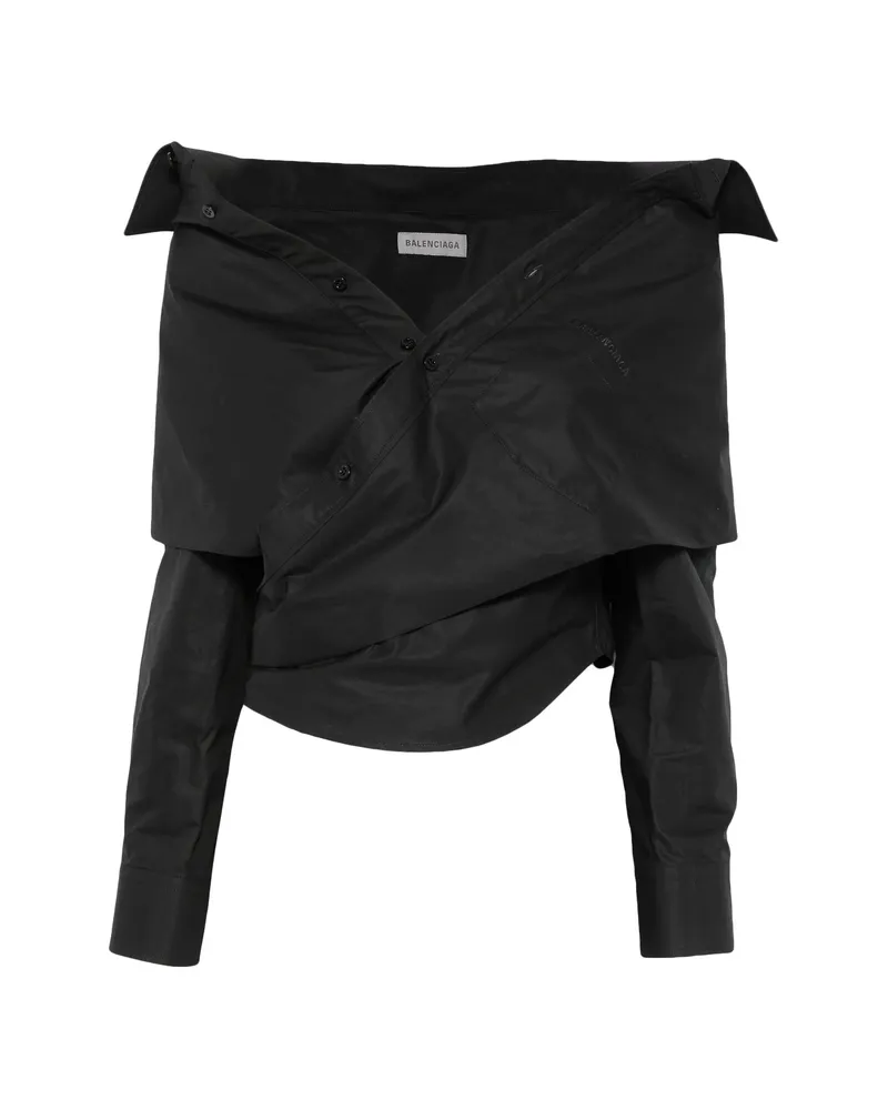 Balenciaga Off-shoulder Wrap-style Blouse Blue
