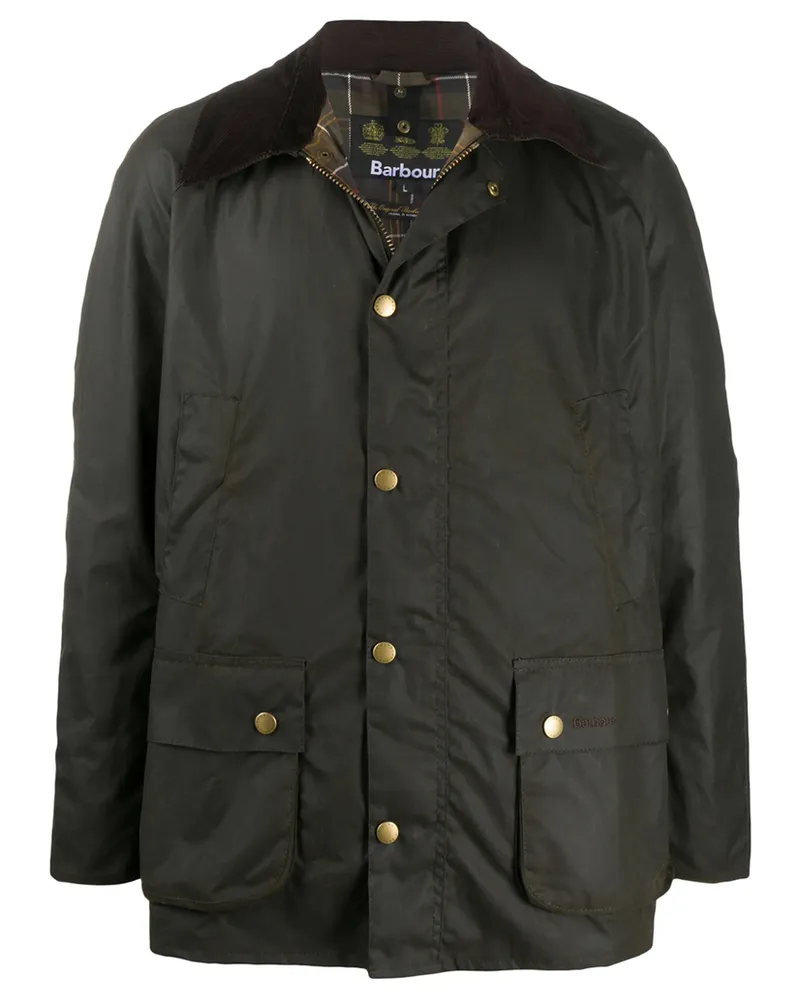 Barbour Waxed-cotton Corduroy-collar Jacket Brown
