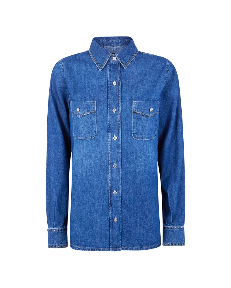 7 for all mankind Studded-details Chest-pocket Shirt Blue
