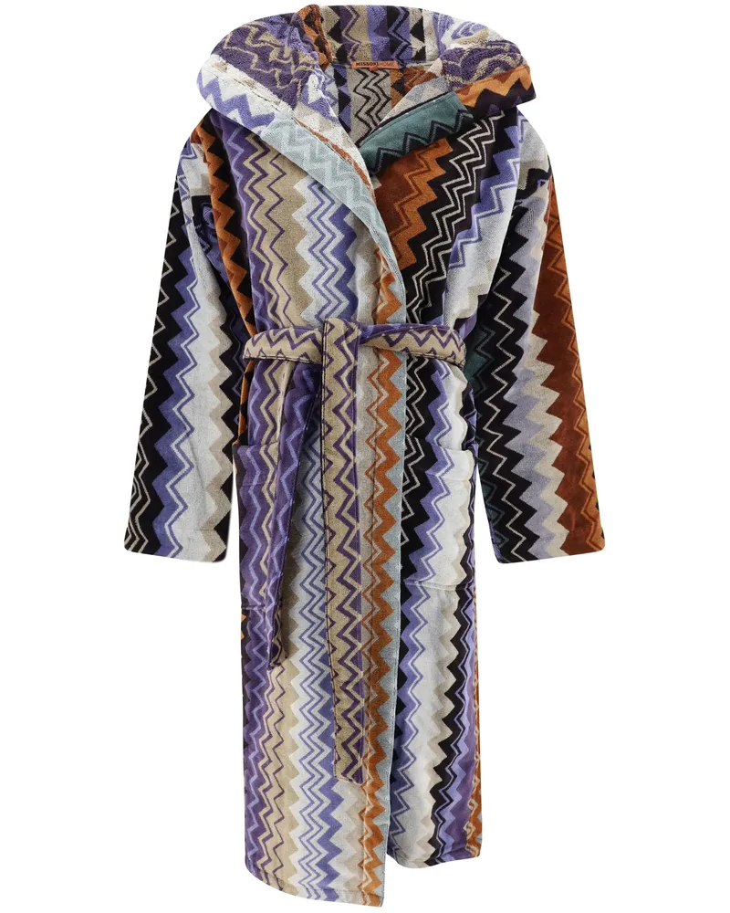 Missoni Home Giacomo Belted Hooded Bathrobe Blue