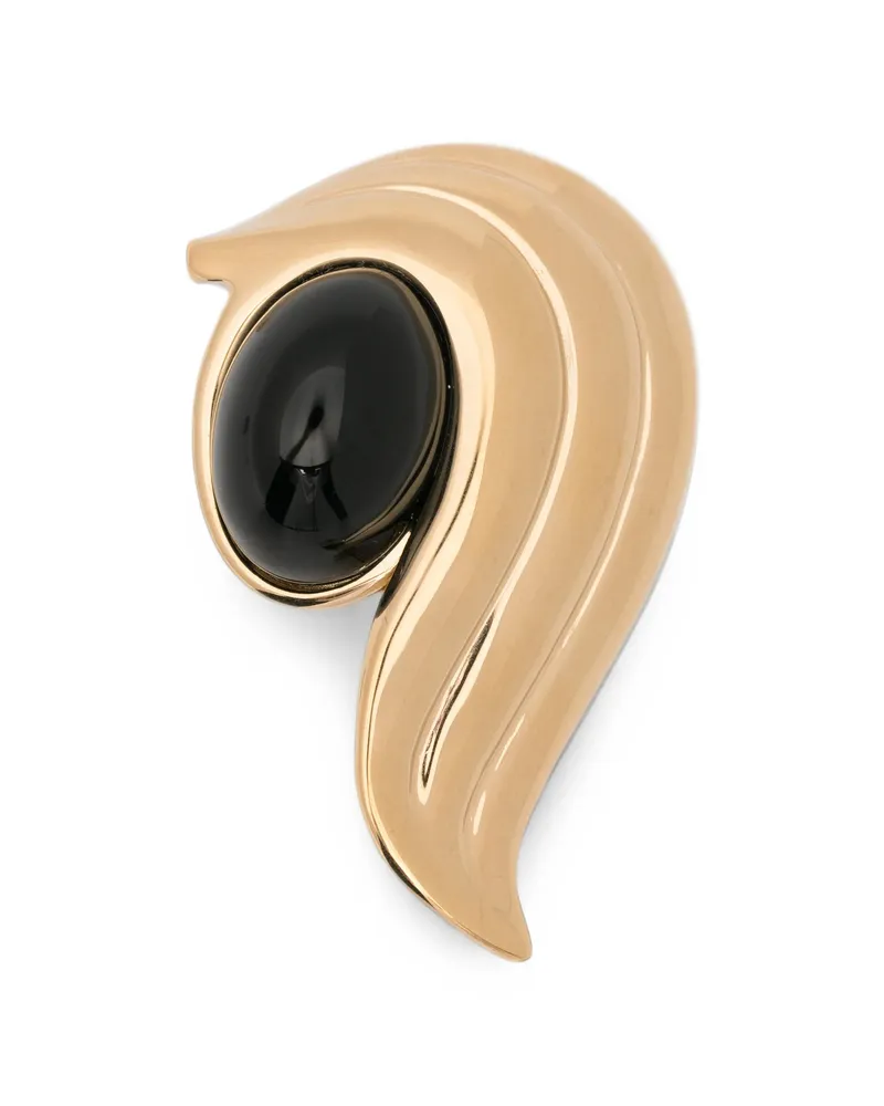 Ferragamo Cabochon-embellished Sculpted Brooch Gold