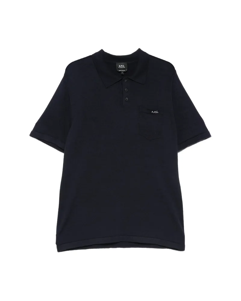 A.P.C. A. p.c. Gide Logo-embroidered Chest-pocket Polo Shirt Blue