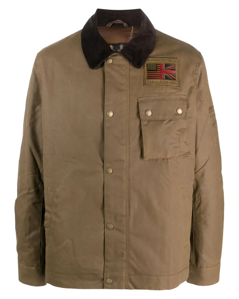 Barbour Logo-patch Cotton Shirt Jacket Brown