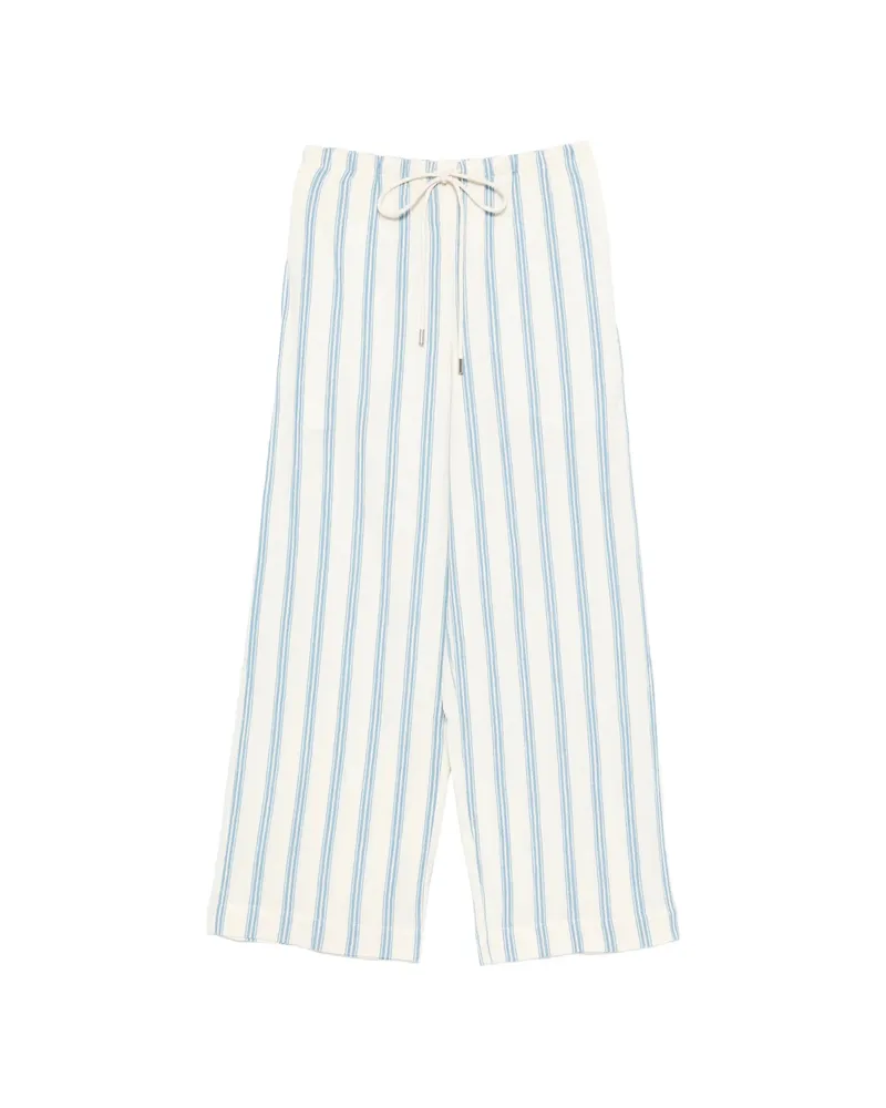 BONDI BORN Striped Drawstring Trousers White