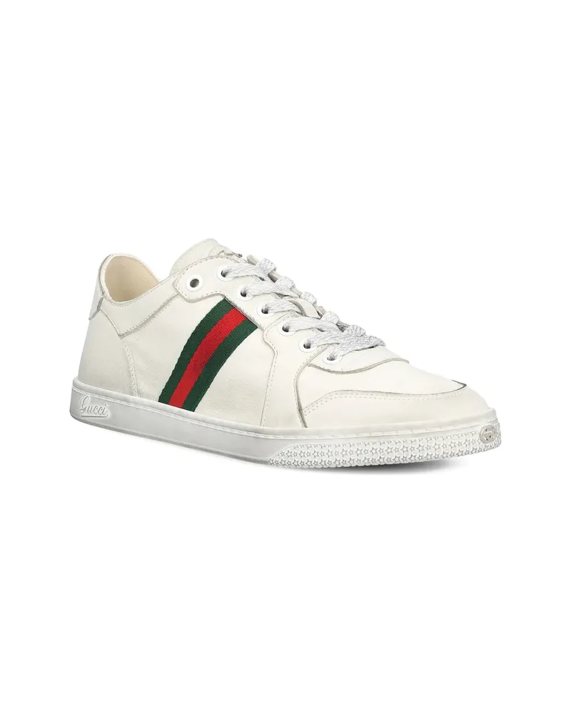 Gucci Stretch Web Leather Sneakers White