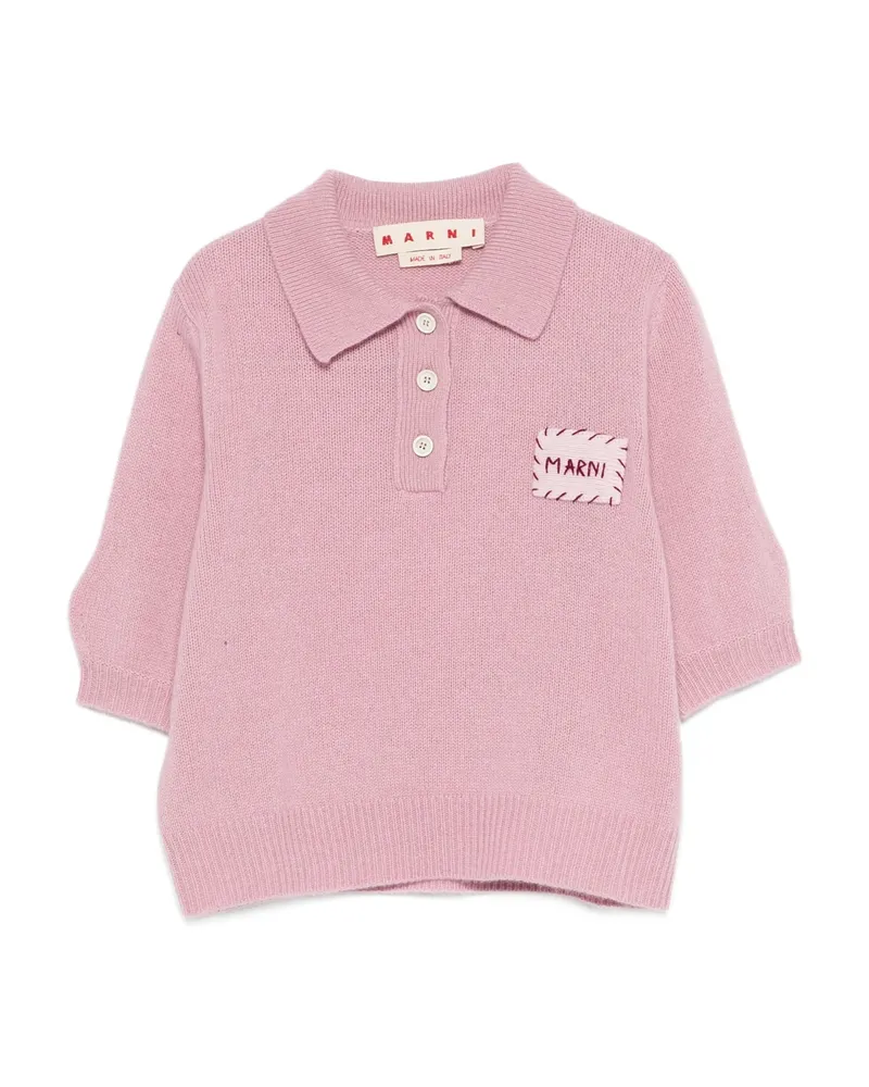 Marni Logo-patch Polo Top Pink