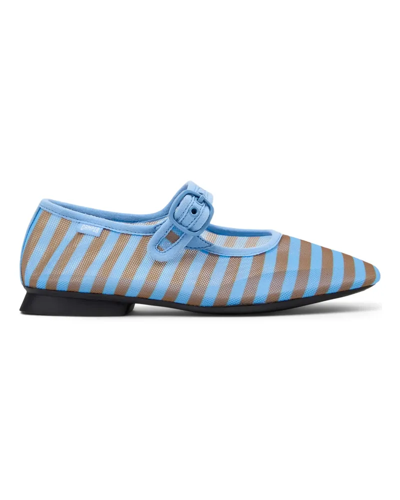 Camper Casi Myra Striped Buckle Ballet Flats Blue