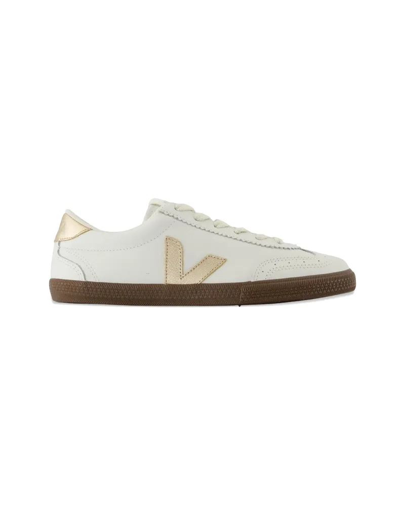 VEJA Logo Appliqué Leather Sneakers White