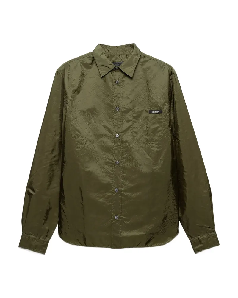 Prada Re-Nylon Patch Pocket Shirt Green