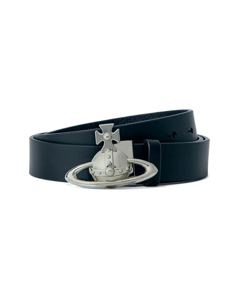 Vivienne Westwood Metallic Orb Leather Belt Black