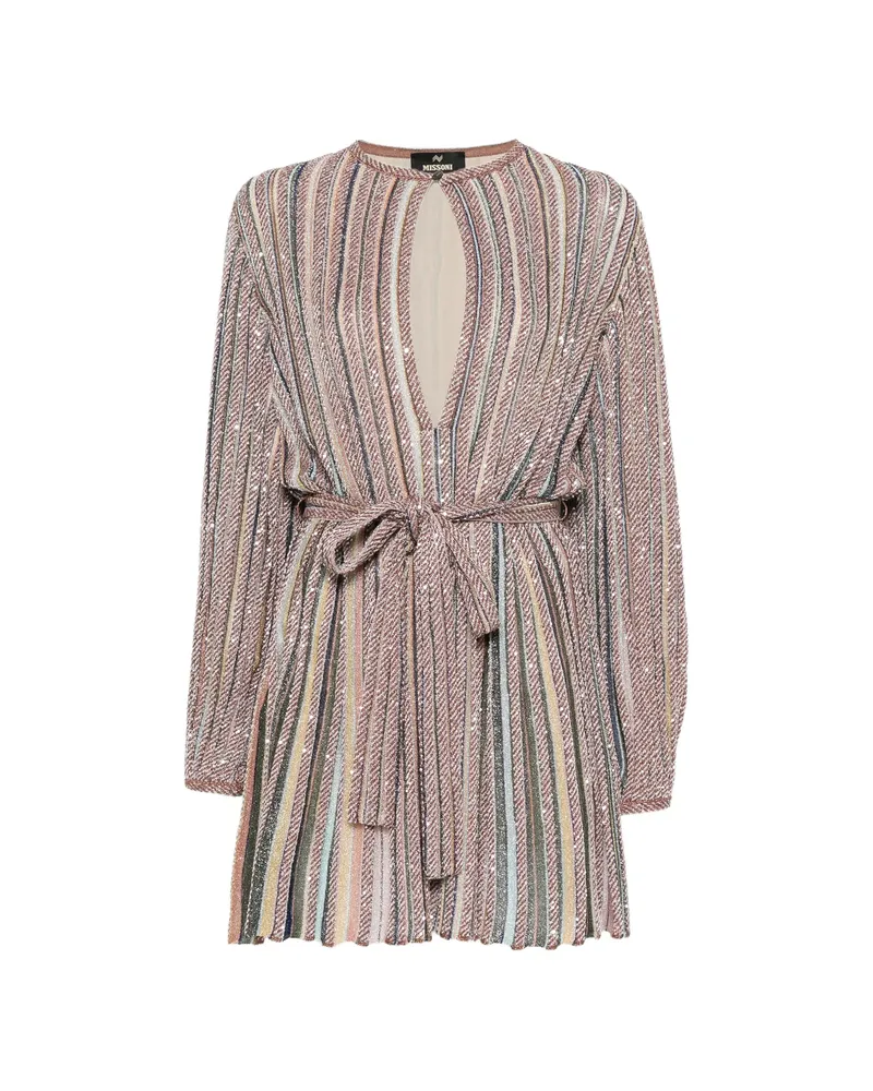 Missoni Sequin-embellished Striped Mini Dress Neutrals