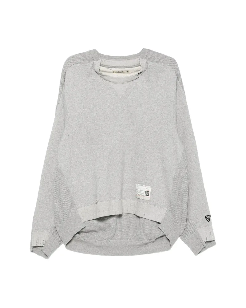 MIHARAYASUHIRO Distressed Waffle-knit Sweater Grey