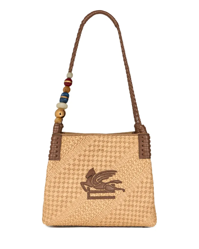 Etro Small Libra Raffia Tote Bag Neutrals