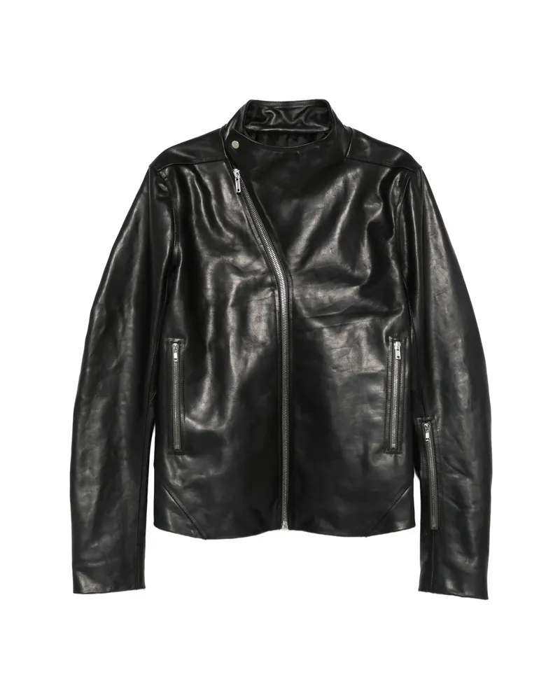 Rick Owens Release Asymmetric-zip Leather Jacket Black