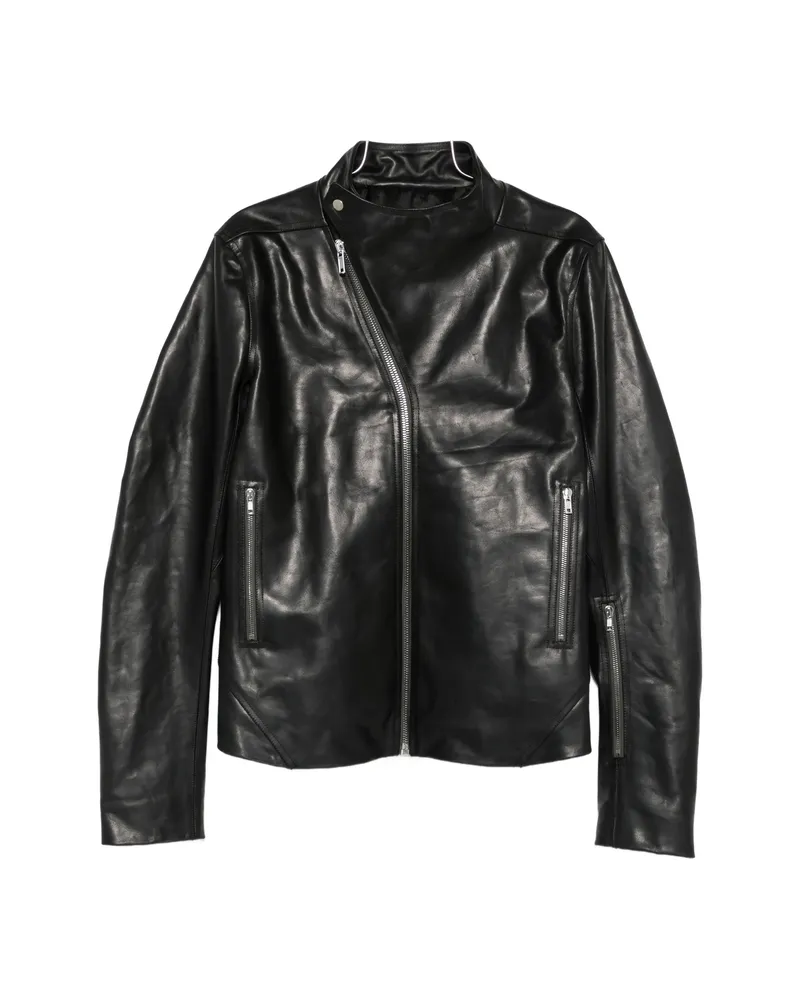 Rick Owens Release Asymmetric-zip Leather Jacket Black