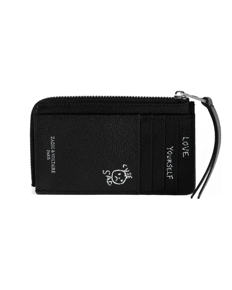 Zadig & Voltaire Graffiti-print Pebbled Cardholder Black