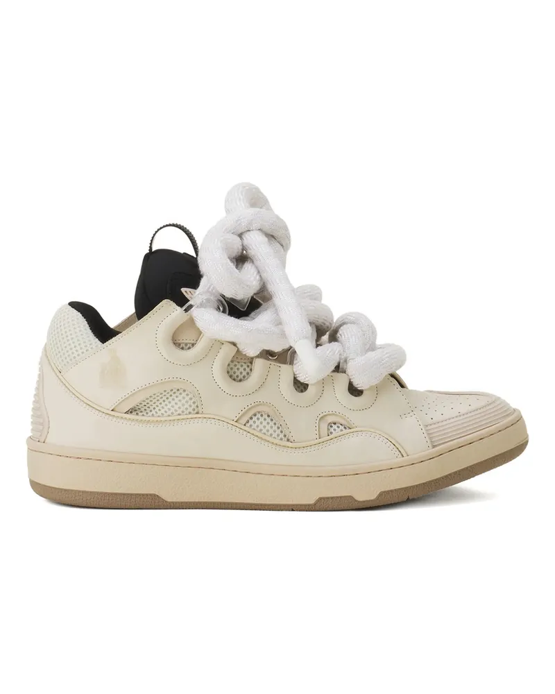 Lanvin Curb Perforated Sneakers Neutrals
