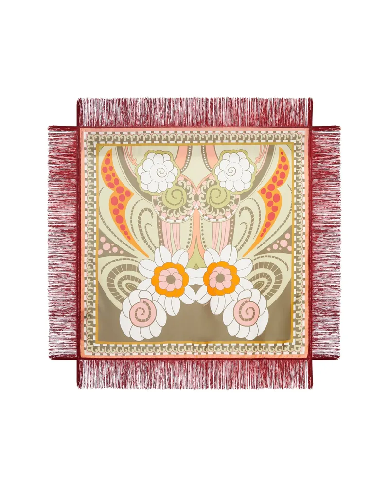 La DoubleJ Foulard Ornamental-print Fringed Scarf Green