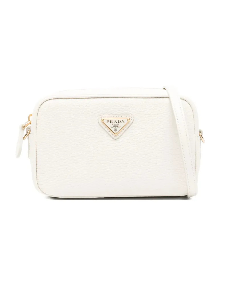 Prada Logo Plaque Satchel White