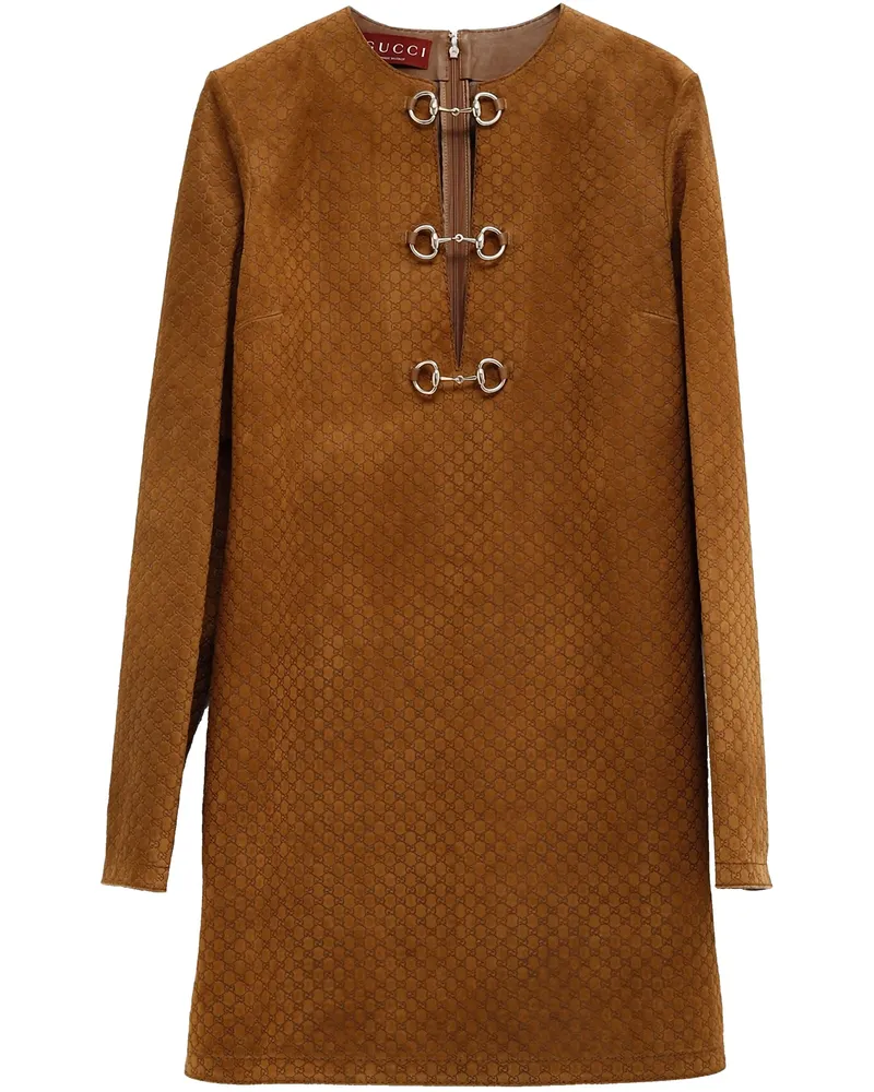 Gucci Suede Mini Dress Brown