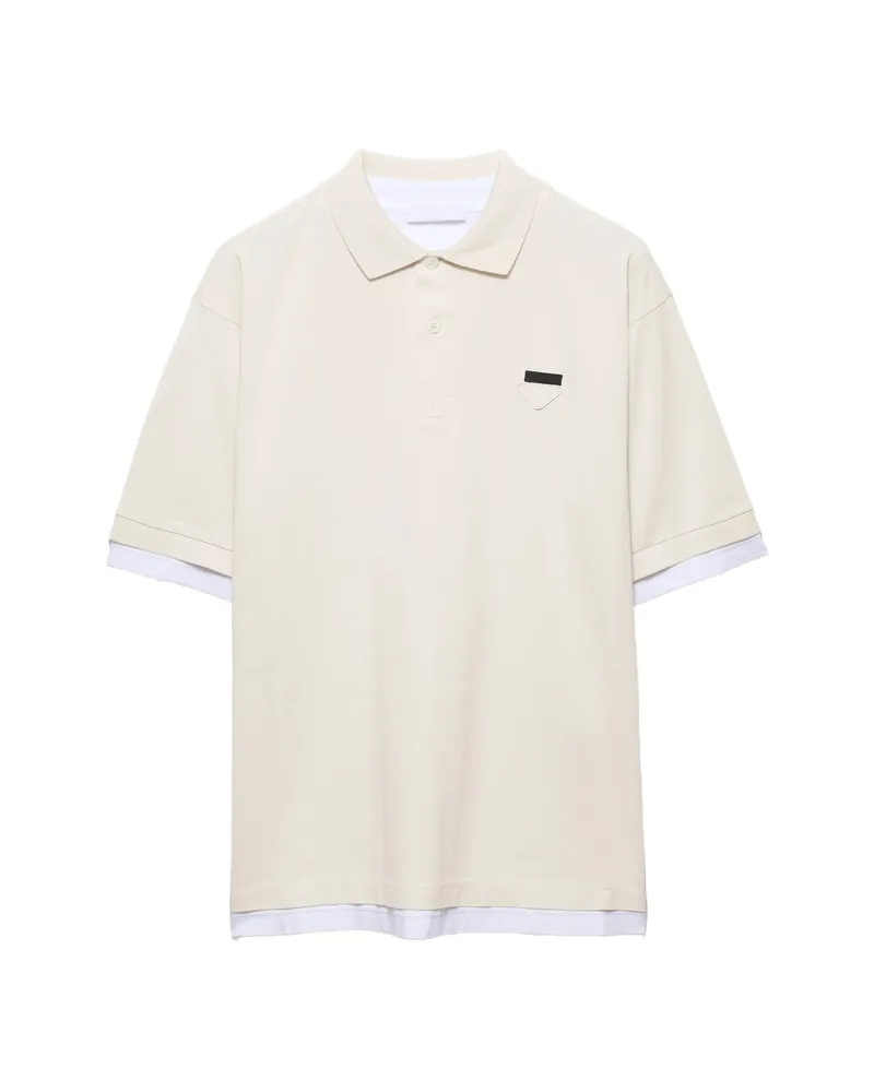 Prada Cotton Polo Shirt Neutrals