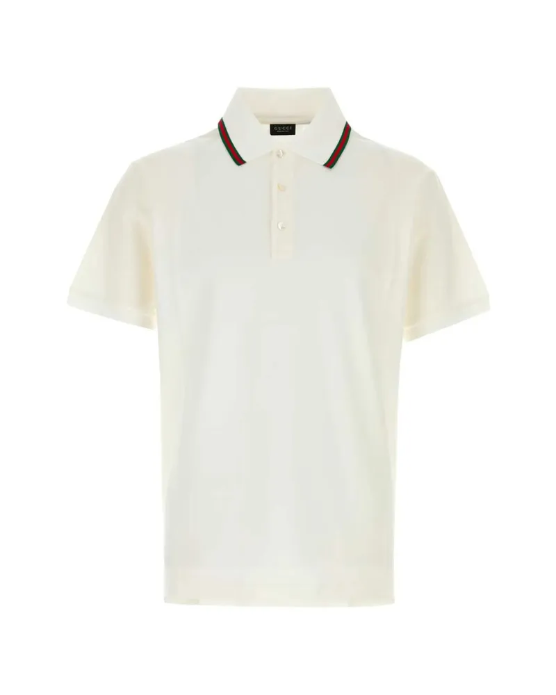 Gucci Web-stripe Piqué Polo Shirt White