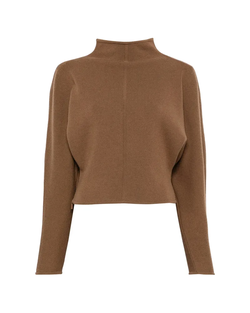 Max Mara High-neck Batwing-sleeve Sweater Brown