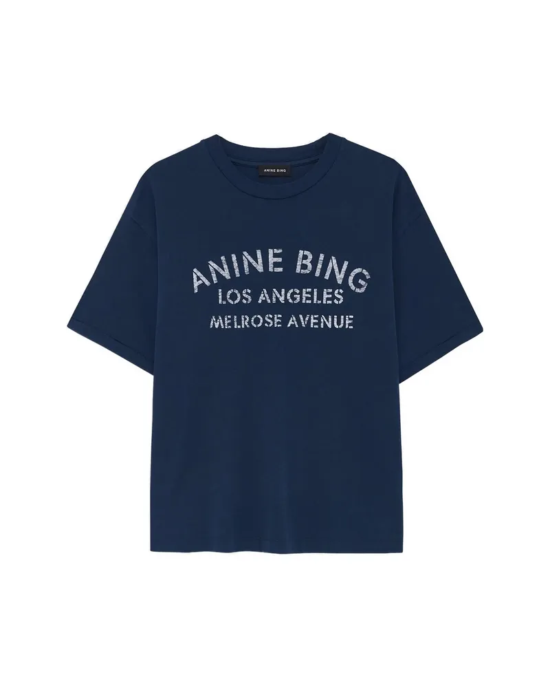 Anine Bing Cade Logo-detail Short-sleeve T-shirt Blue