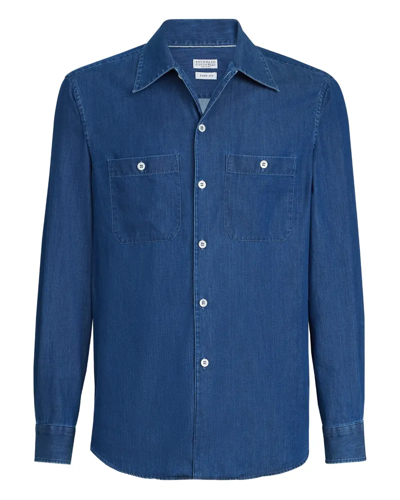 Brunello Cucinelli Chest-pockets Long-sleeve Shirt Blue