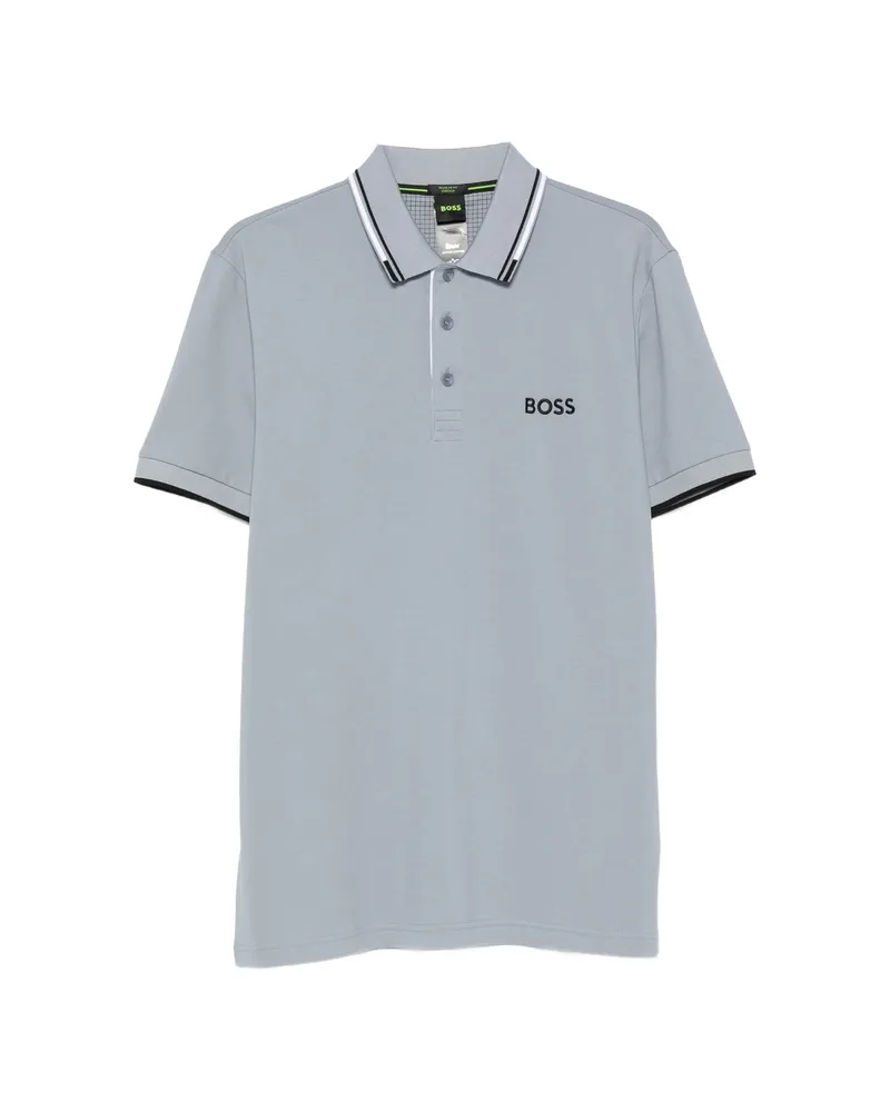 HUGO BOSS Logo-print Tipped Polo Shirt Blue