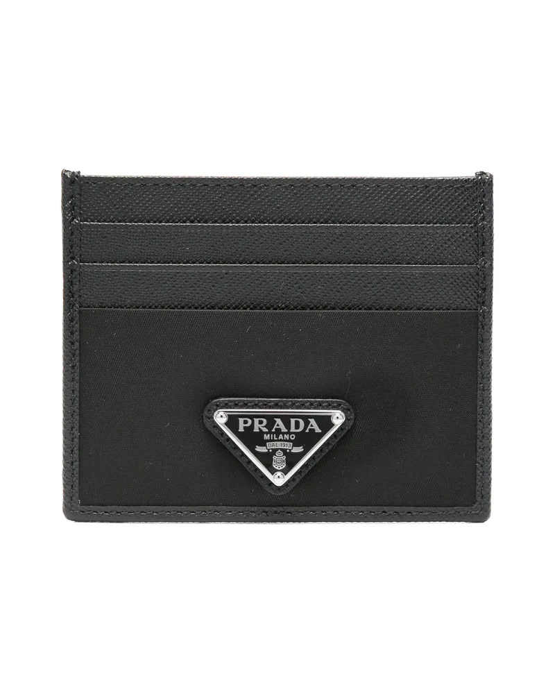 Prada Re-Nylon And Saffiano Leather Card Holder Black