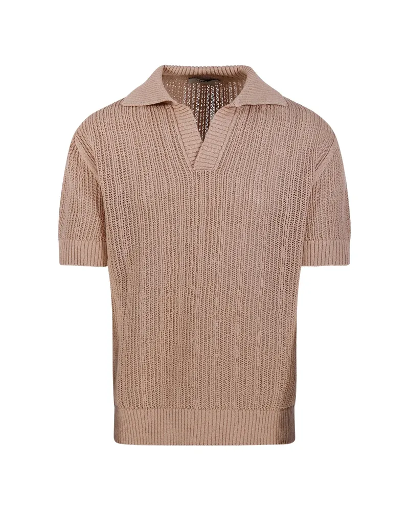 Altea V-neck Short-sleeved Knitted Shirt Neutrals