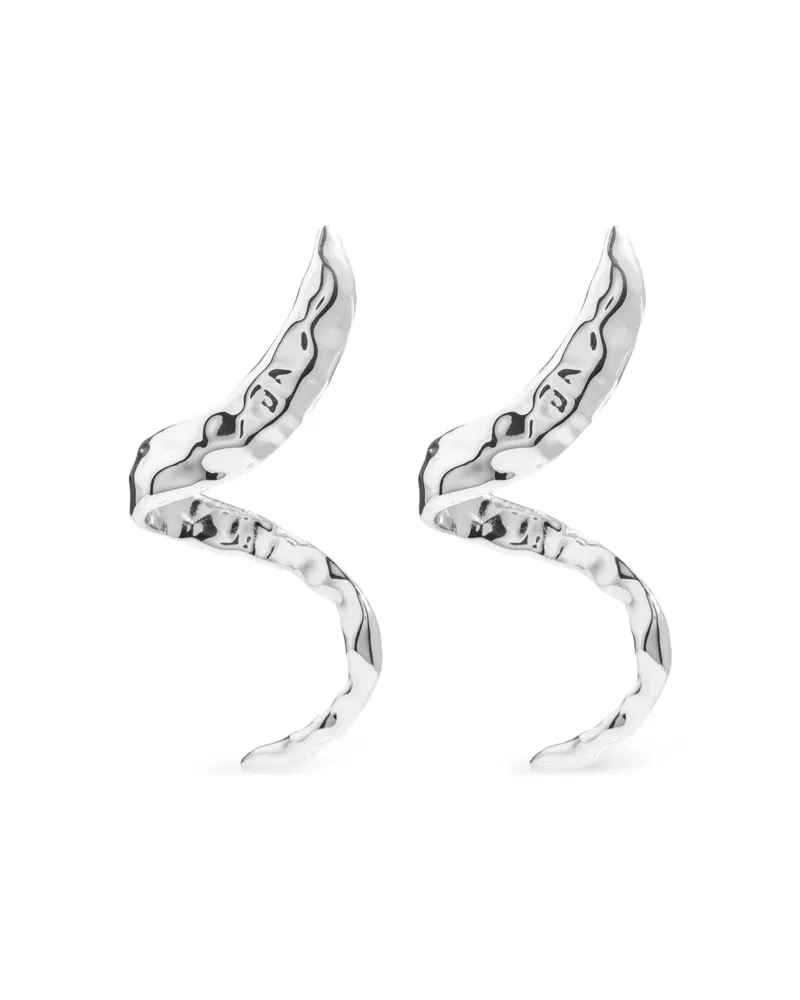 Federica Tosi Snake Textured Drop Earrings Silver