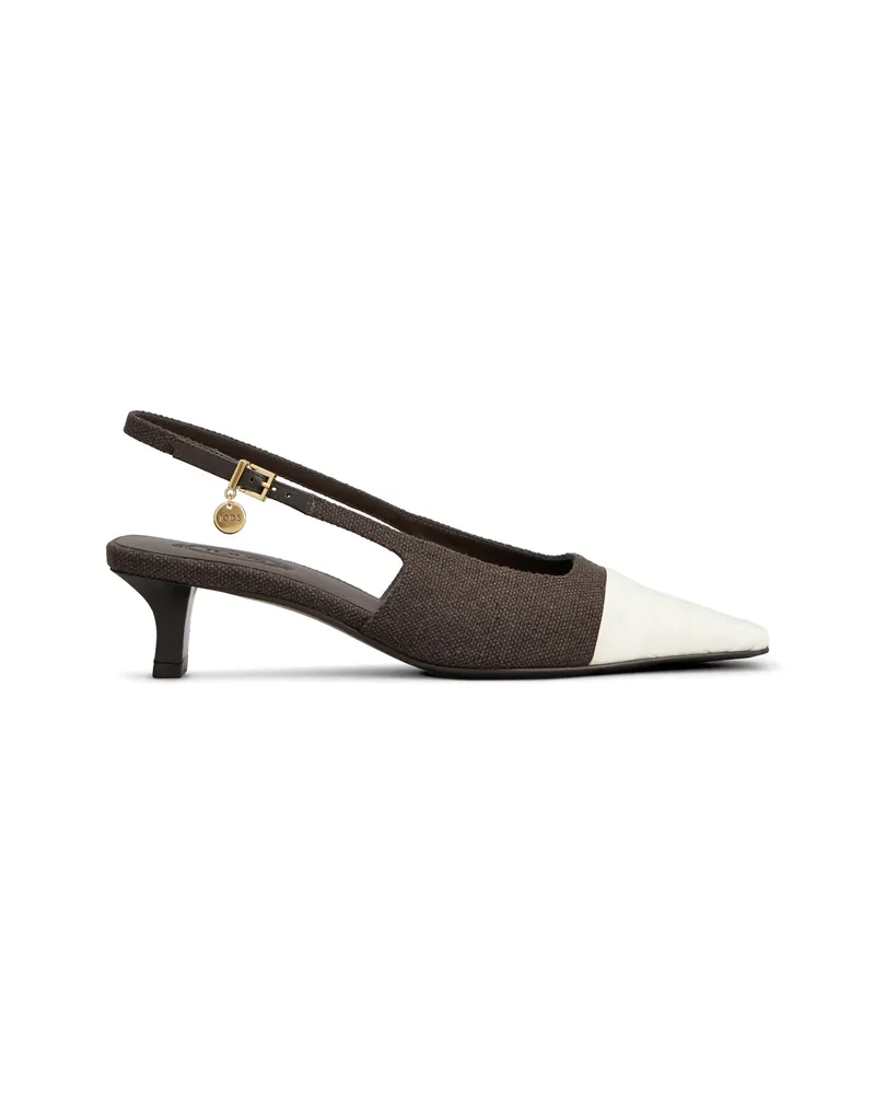 TOD'S Croc-effect Slingback Pumps Brown